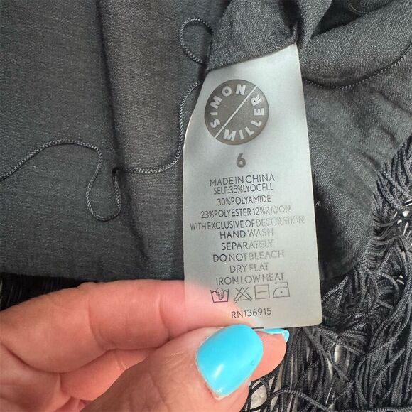 NWT Simon Miller Women's Black Zodiac Draped Fringe Gown Size 6 Maxi Dress - Picture 5 of 10